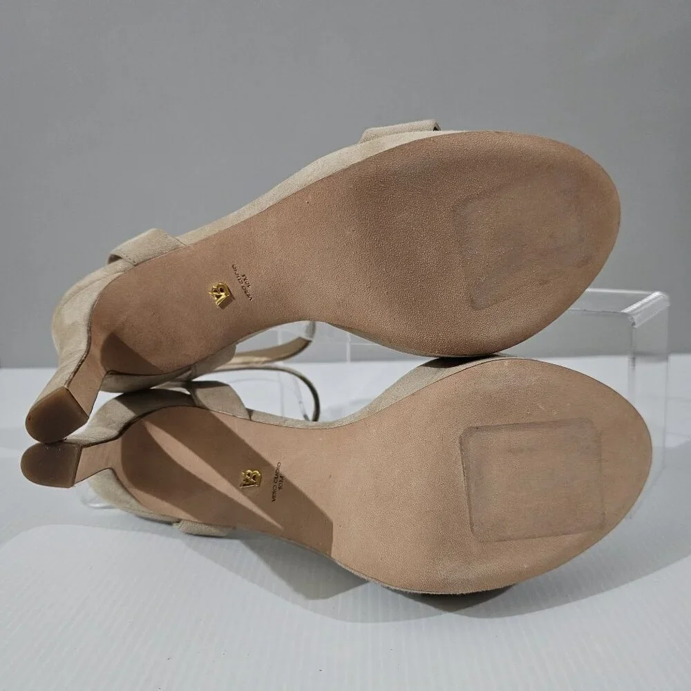 Veronica Beard Darcelle Platform Sandal Womens 10 Sand Beige Suede Stiletto Heel